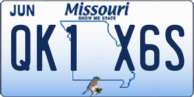 MO license plate QK1X6S