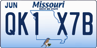 MO license plate QK1X7B