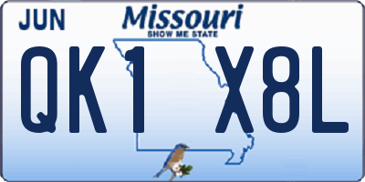 MO license plate QK1X8L