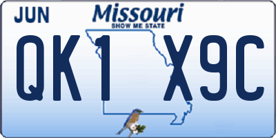 MO license plate QK1X9C