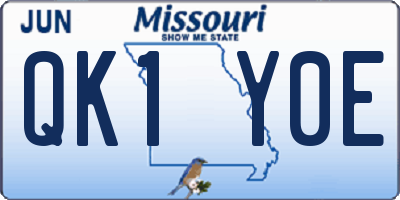 MO license plate QK1Y0E