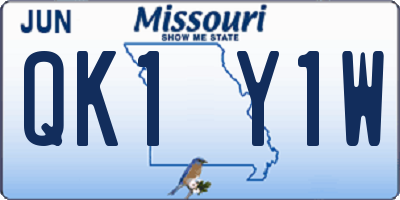 MO license plate QK1Y1W