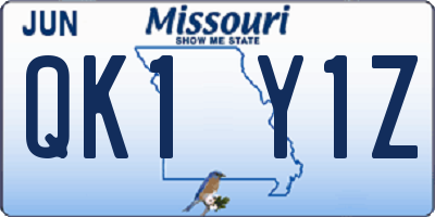 MO license plate QK1Y1Z