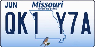 MO license plate QK1Y7A