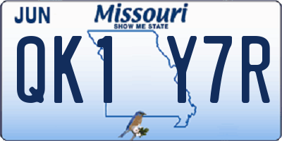 MO license plate QK1Y7R