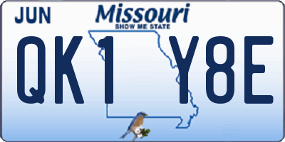 MO license plate QK1Y8E
