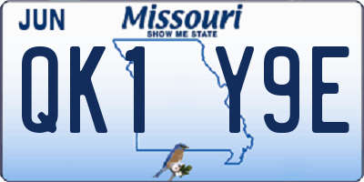 MO license plate QK1Y9E