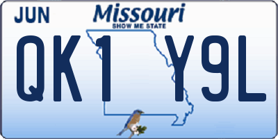 MO license plate QK1Y9L