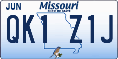 MO license plate QK1Z1J