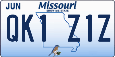 MO license plate QK1Z1Z