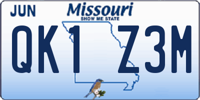 MO license plate QK1Z3M