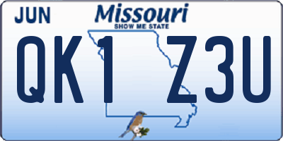MO license plate QK1Z3U