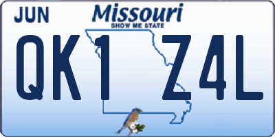 MO license plate QK1Z4L
