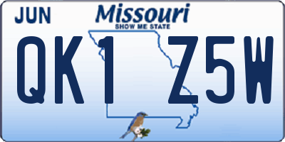 MO license plate QK1Z5W