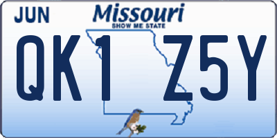 MO license plate QK1Z5Y