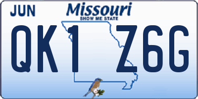 MO license plate QK1Z6G