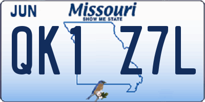 MO license plate QK1Z7L