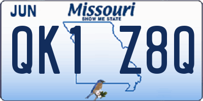 MO license plate QK1Z8Q