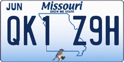 MO license plate QK1Z9H