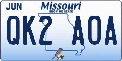 MO license plate QK2A0A