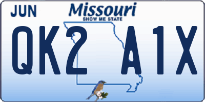MO license plate QK2A1X
