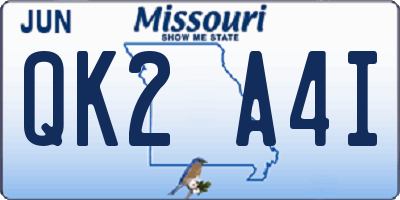 MO license plate QK2A4I
