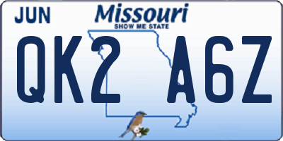 MO license plate QK2A6Z