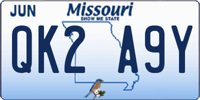 MO license plate QK2A9Y