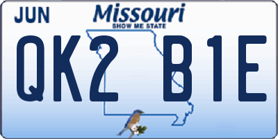 MO license plate QK2B1E