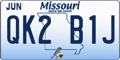 MO license plate QK2B1J