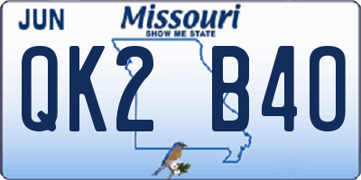 MO license plate QK2B4O