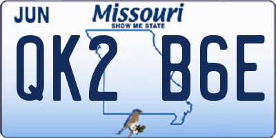 MO license plate QK2B6E