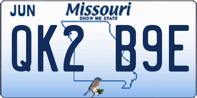 MO license plate QK2B9E