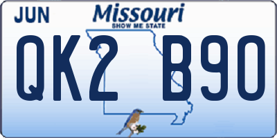 MO license plate QK2B9O