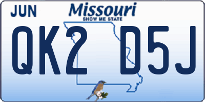 MO license plate QK2D5J