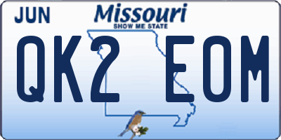 MO license plate QK2E0M