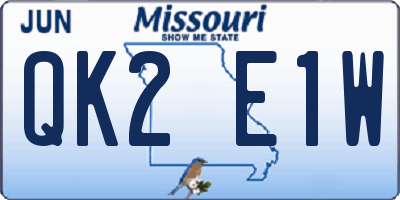 MO license plate QK2E1W
