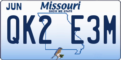 MO license plate QK2E3M