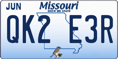 MO license plate QK2E3R