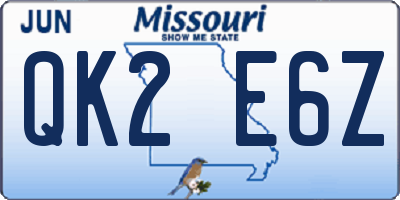 MO license plate QK2E6Z