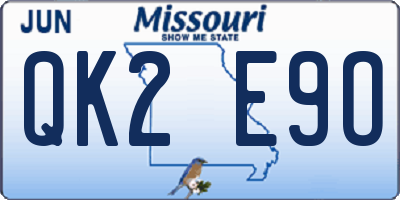 MO license plate QK2E9O