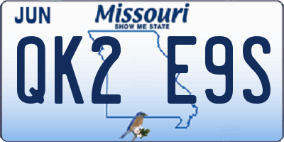 MO license plate QK2E9S