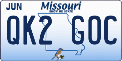 MO license plate QK2G0C