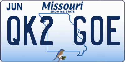 MO license plate QK2G0E