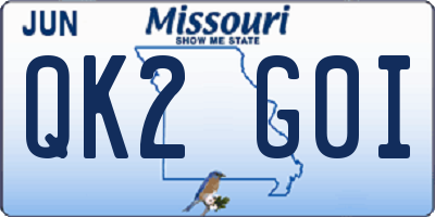 MO license plate QK2G0I