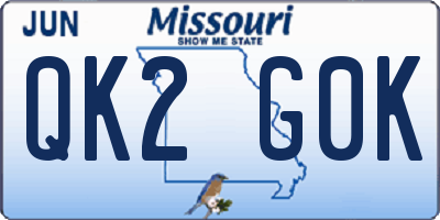 MO license plate QK2G0K