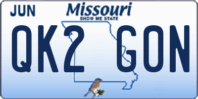 MO license plate QK2G0N