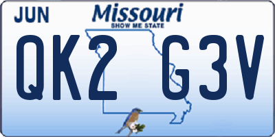 MO license plate QK2G3V