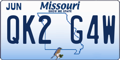 MO license plate QK2G4W