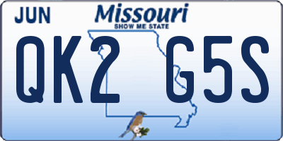 MO license plate QK2G5S